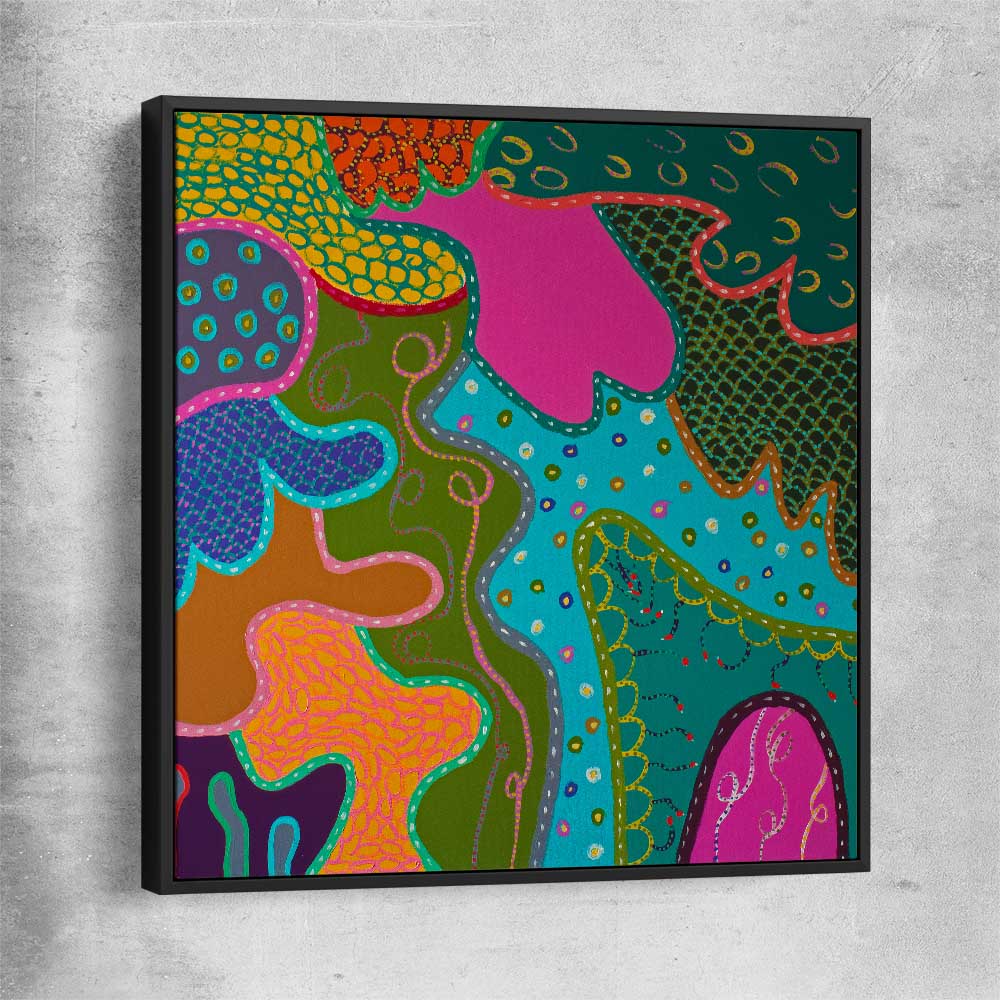 Colour has Joy black framed canvas - part of our high quality canvas abstract wall art collection
