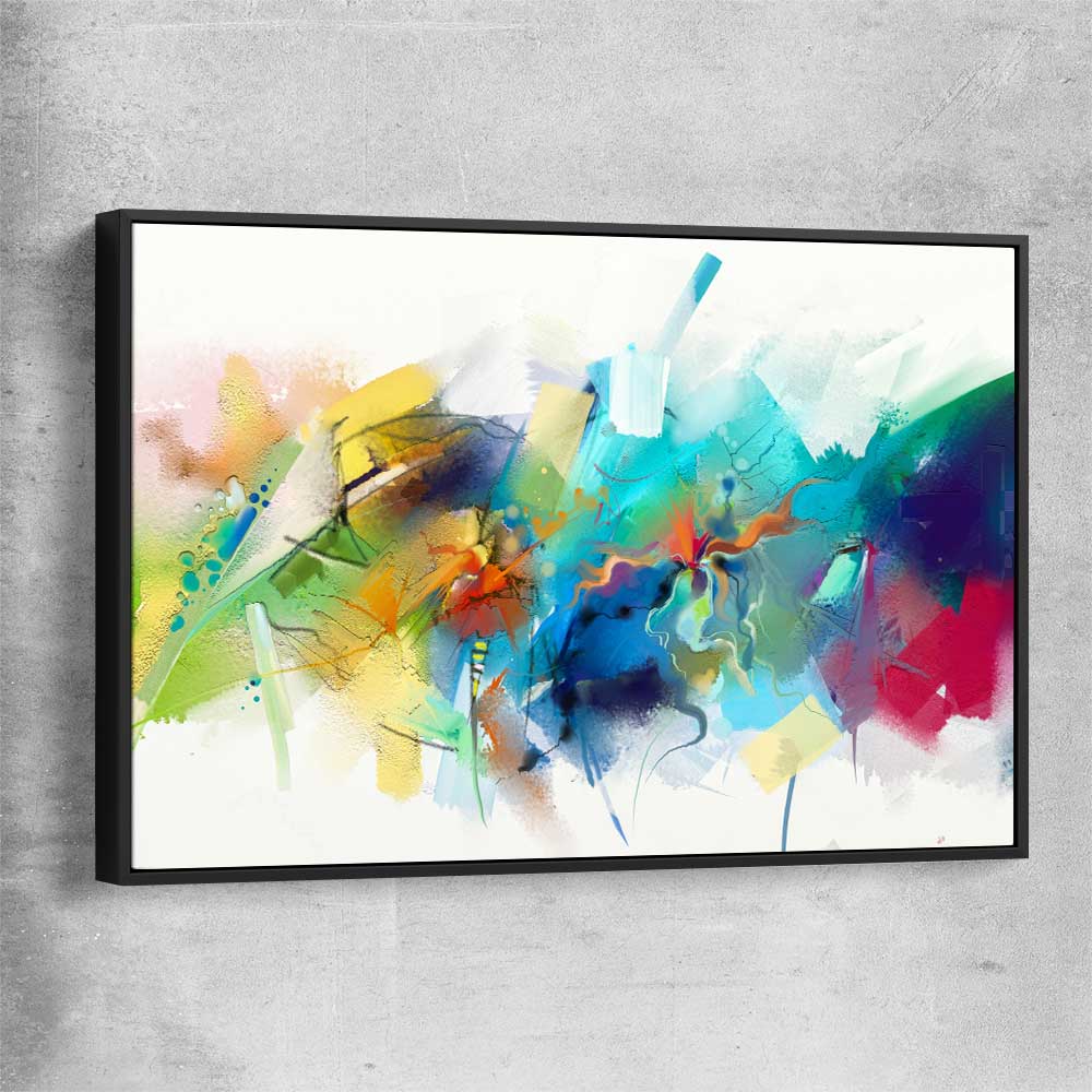Colourful Abstract Burst black framed canvas - part of our high quality canvas abstract wall art collection