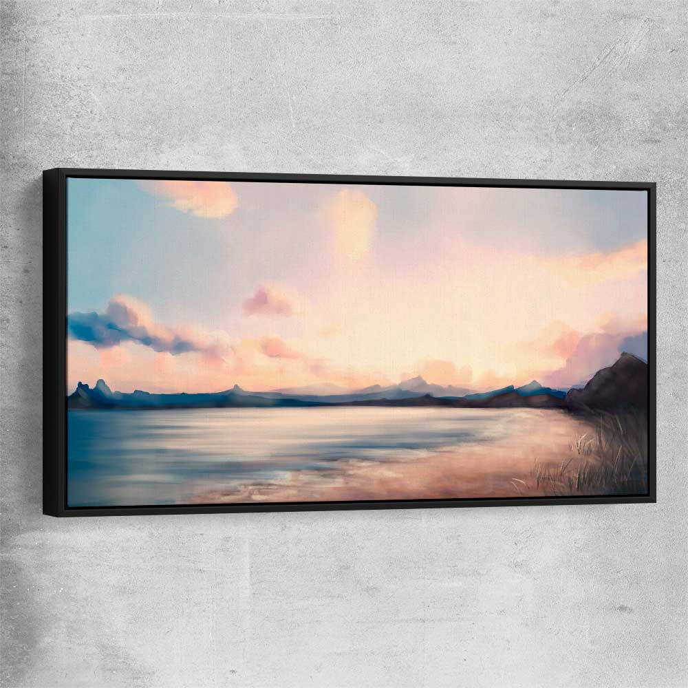 Dawn at Sea black framed canvas - part of our high quality canvas abstract wall art collection