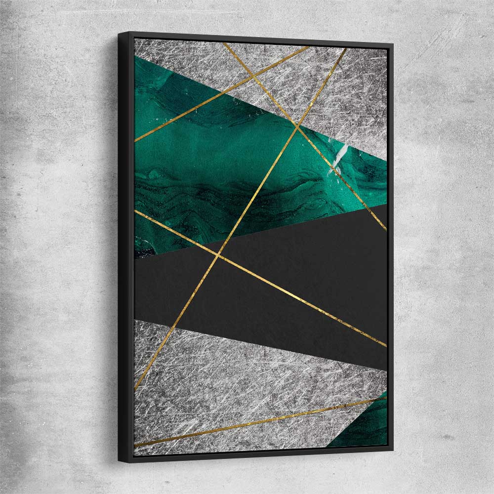 Emerald Gloss black framed canvas - part of our high quality canvas abstract wall art collection