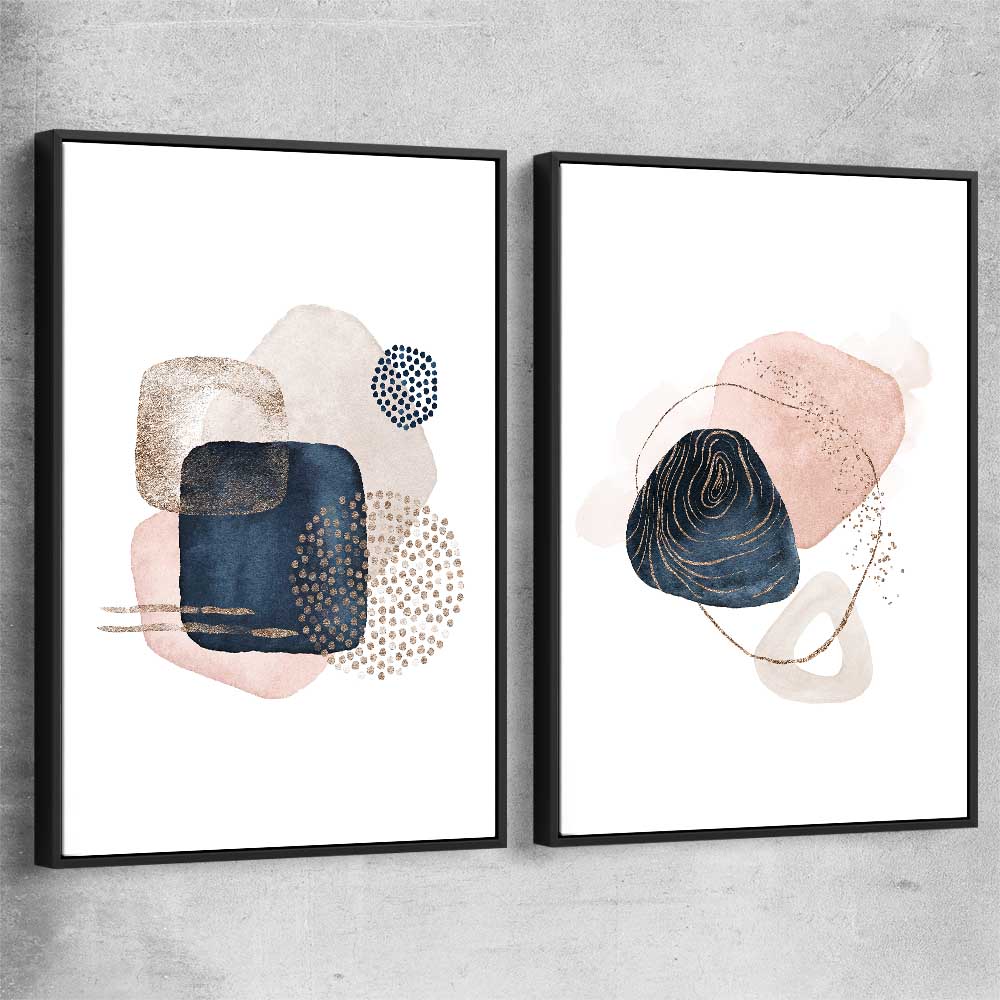 Geometric Dots Pair black framed canvas - part of our high quality canvas abstract wall art collection