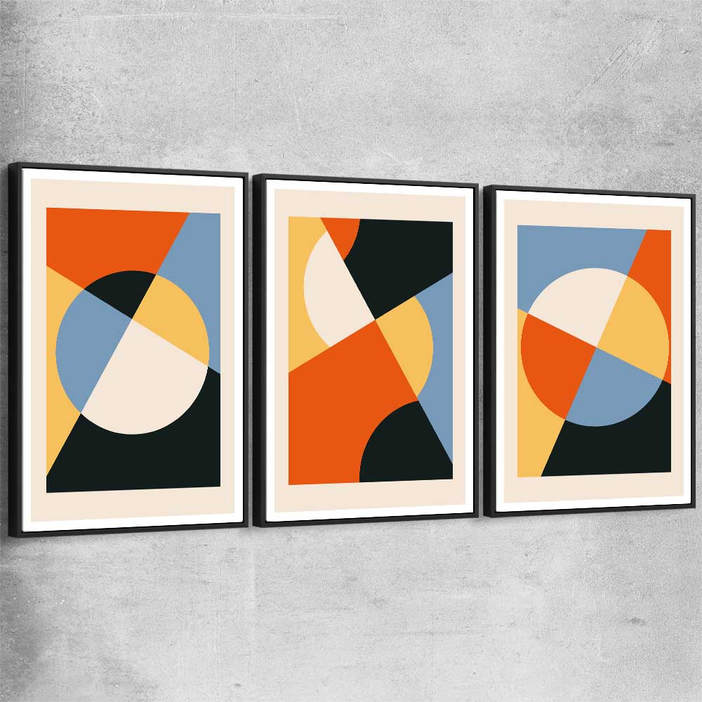 Geometry Burst Set black framed canvas - part of our high quality canvas abstract wall art collection