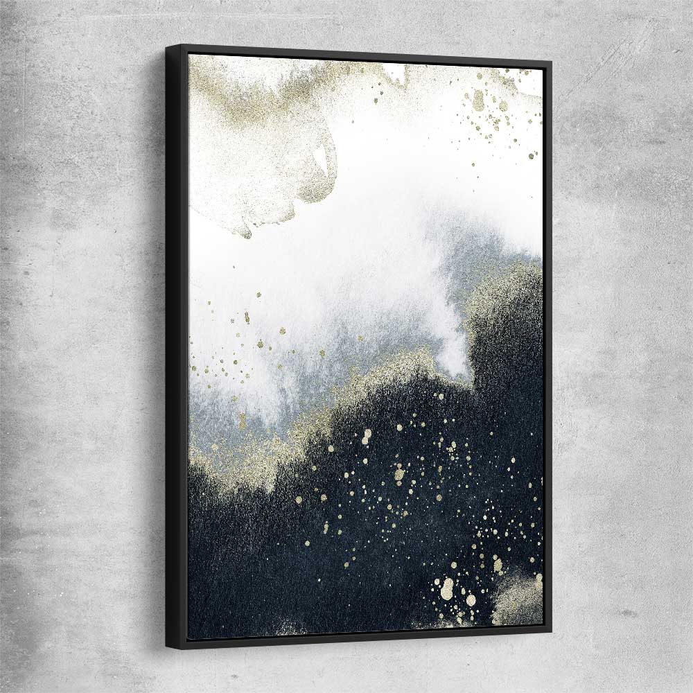 Golden Grey black framed canvas - part of our high quality canvas abstract wall art collection