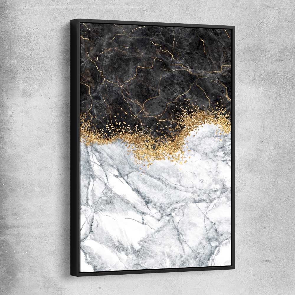 Golden Marble One black framed canvas - part of our high quality canvas abstract wall art collection
