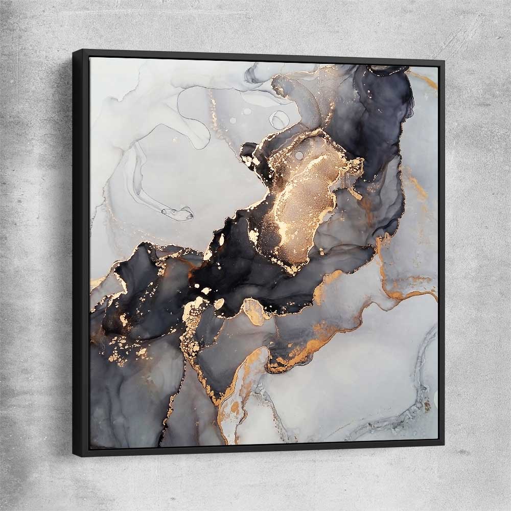 Golden Tones black framed canvas - part of our high quality canvas abstract wall art collection