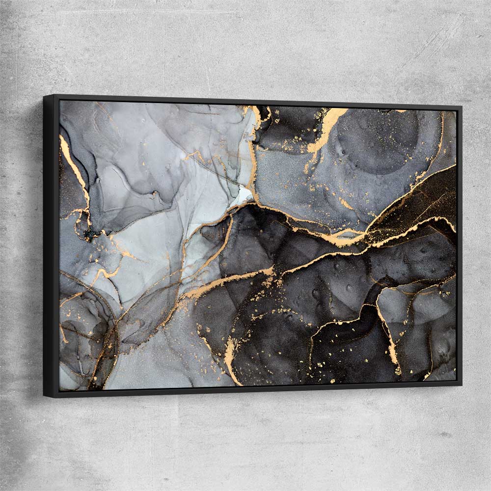 Grey Fissure black framed canvas - part of our high quality canvas abstract wall art collection