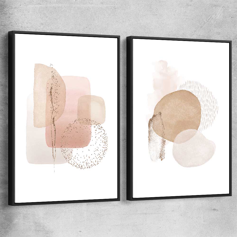 Light Geometric Pair black framed canvas - part of our high quality canvas abstract wall art collection