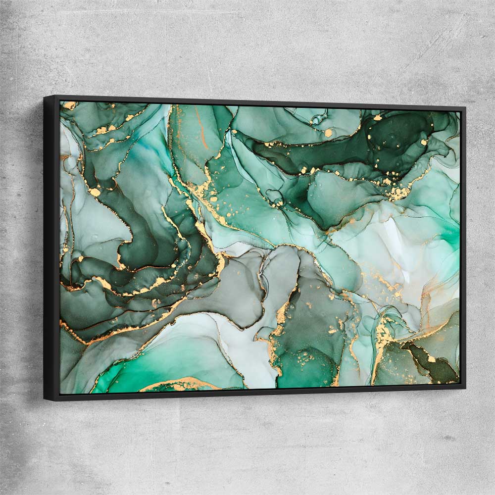 Luxury Turquoise black framed canvas - part of our high quality canvas abstract wall art collection