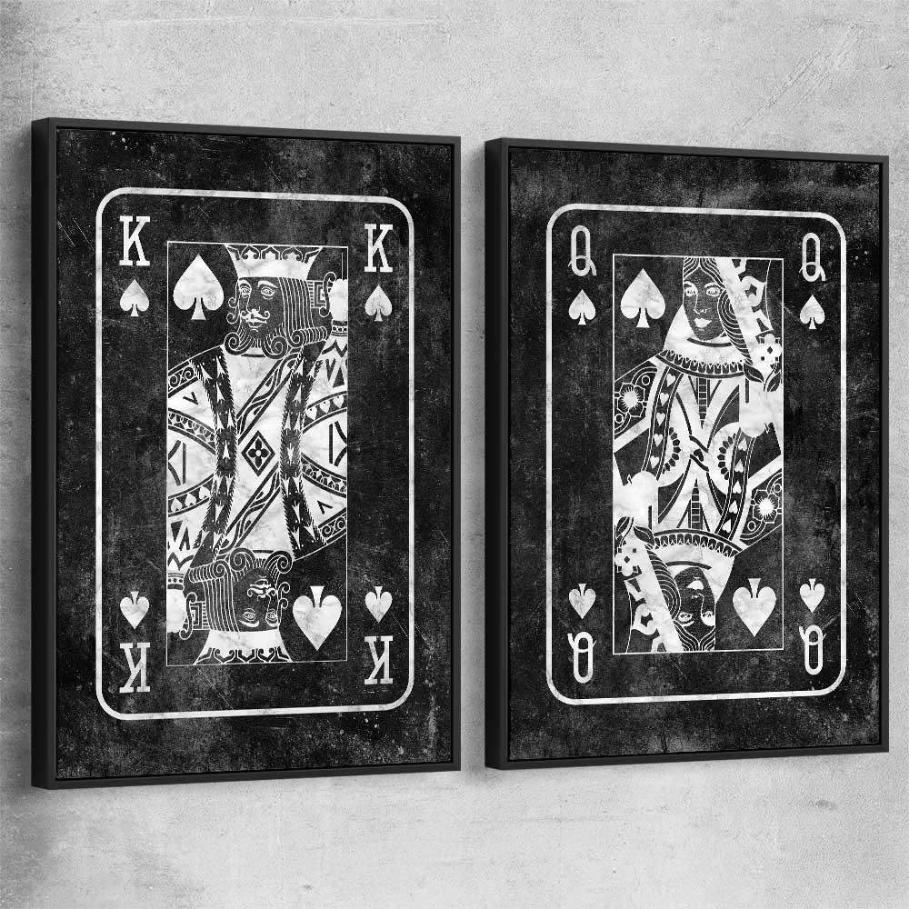 Inspirational wall art print of Marble King Pair with black framed canvas