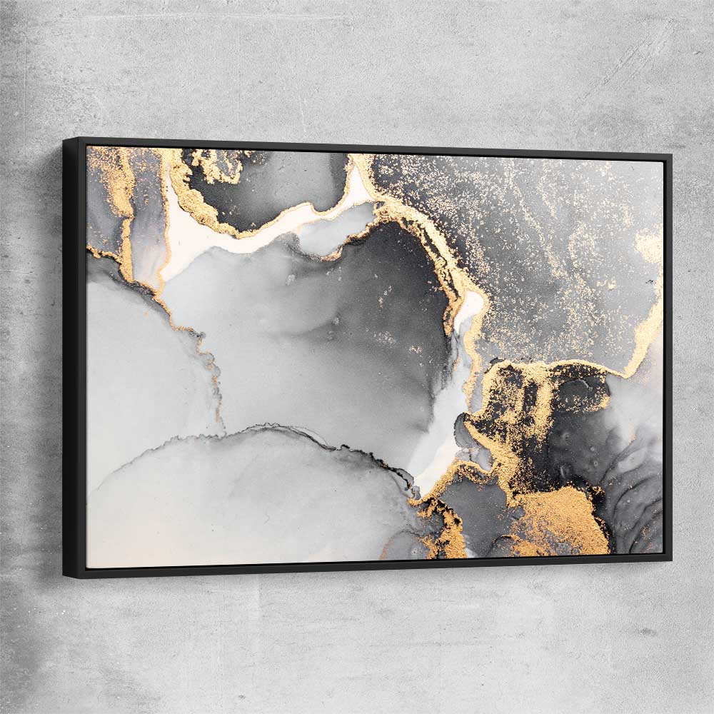 Meandering Greys black framed canvas - part of our high quality canvas abstract wall art collection