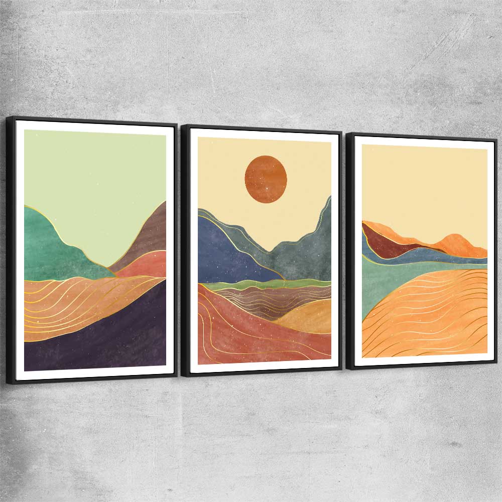 Nature Waves Set black framed canvas - part of our high quality canvas abstract wall art collection