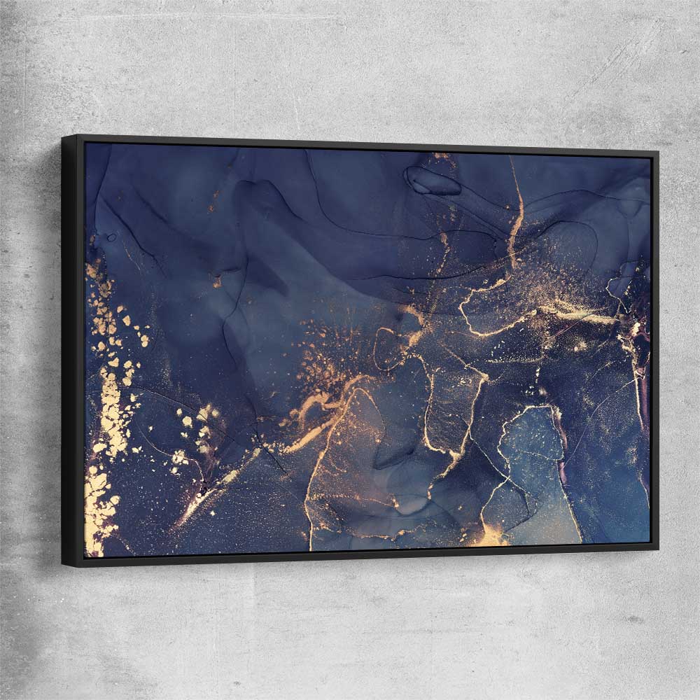 Navy Flow black framed canvas - part of our high quality canvas abstract wall art collection