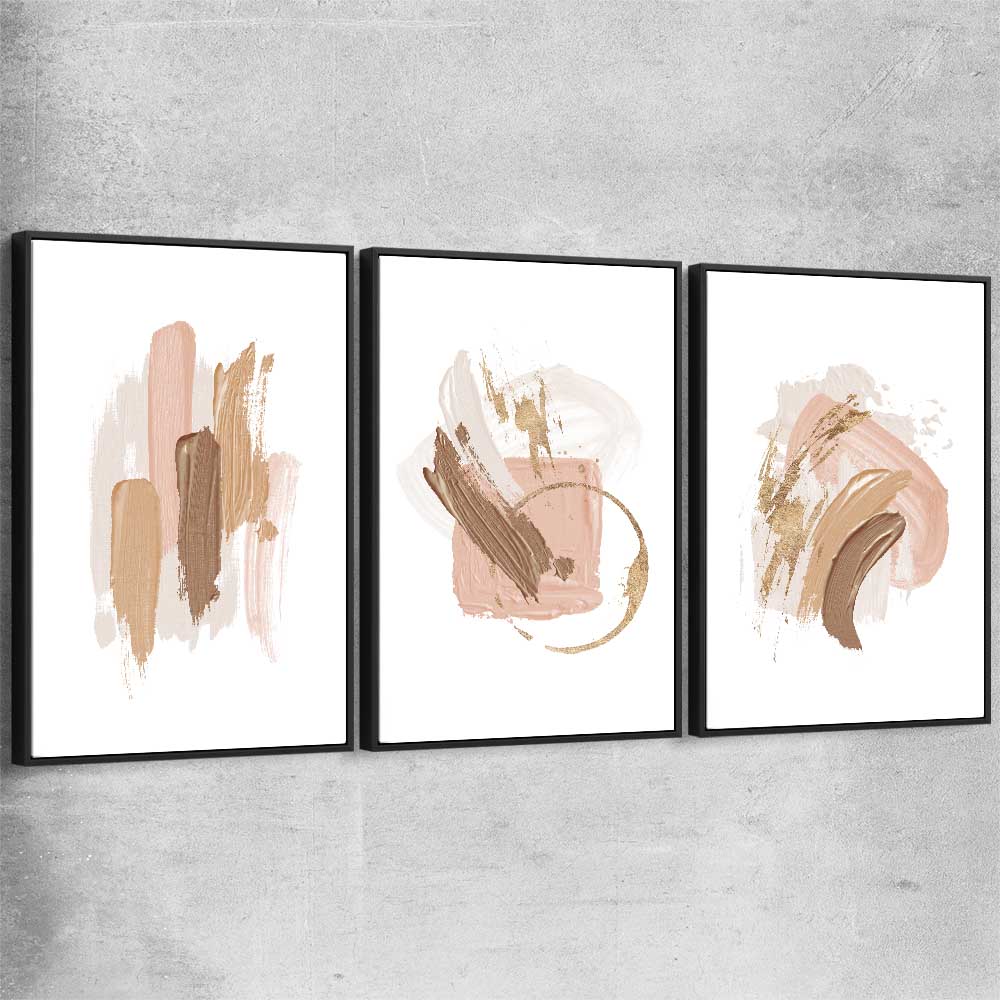 Neutral Strokes Set black framed canvas - part of our high quality canvas abstract wall art collection