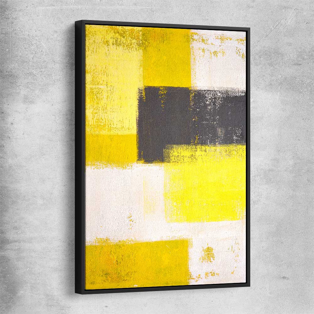 Pastel Yellow black framed canvas - part of our high quality canvas abstract wall art collection
