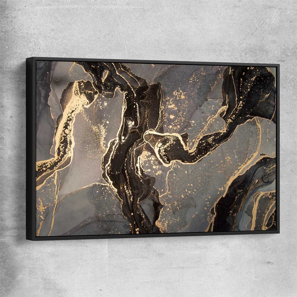 Golden Drift black framed canvas - part of our high quality canvas abstract wall art collection