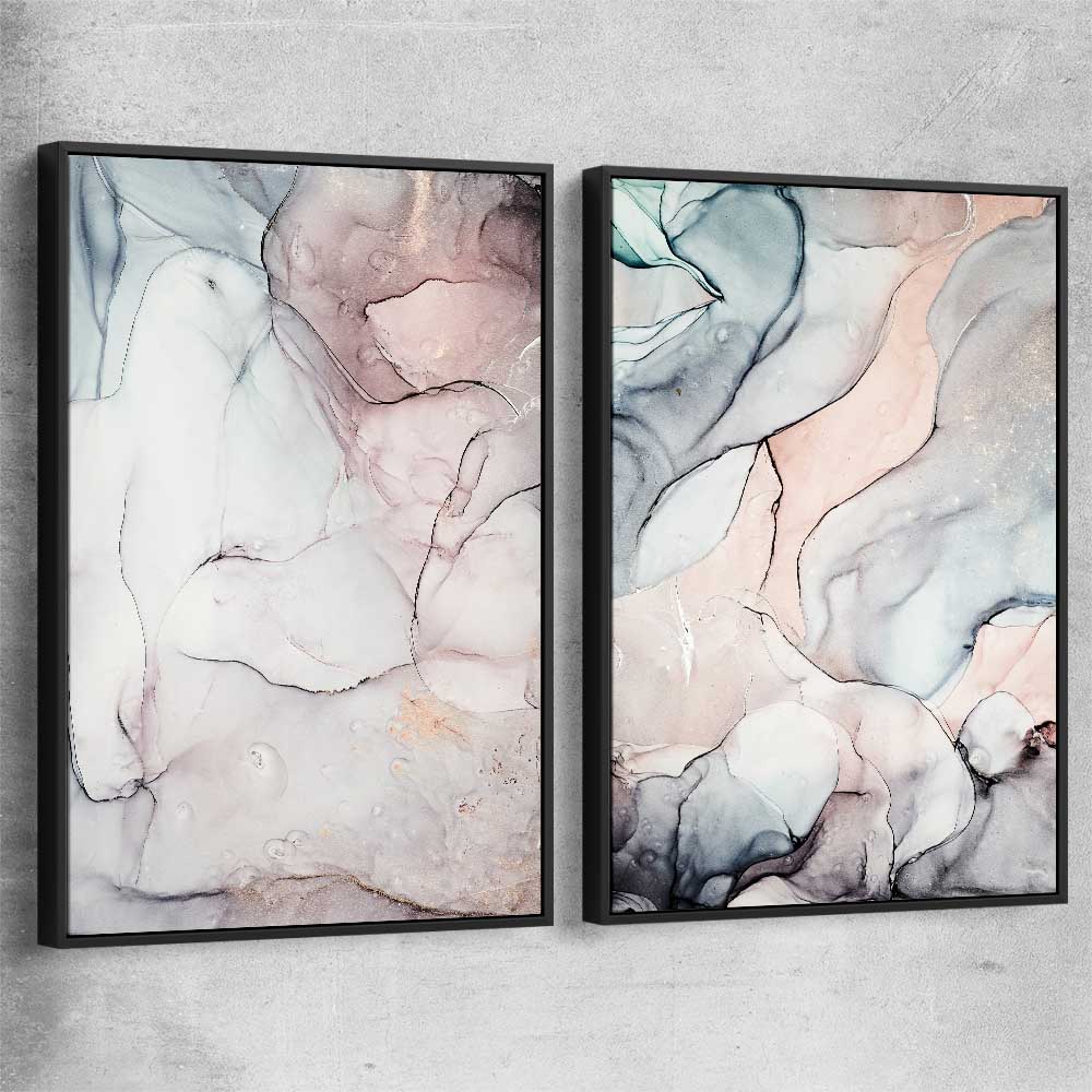 Subtle Pink Pair black framed canvas - part of our high quality canvas abstract wall art collection