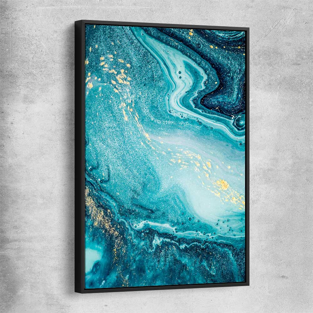 Turquoise Ocean black framed canvas - part of our high quality canvas abstract wall art collection