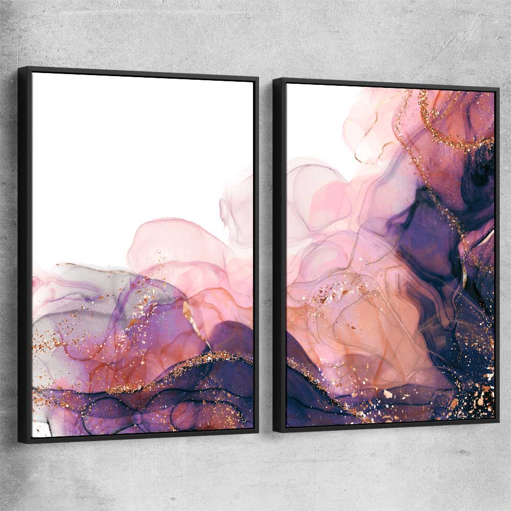 Violet Haze Pair black framed canvas - part of our high quality canvas abstract wall art collection