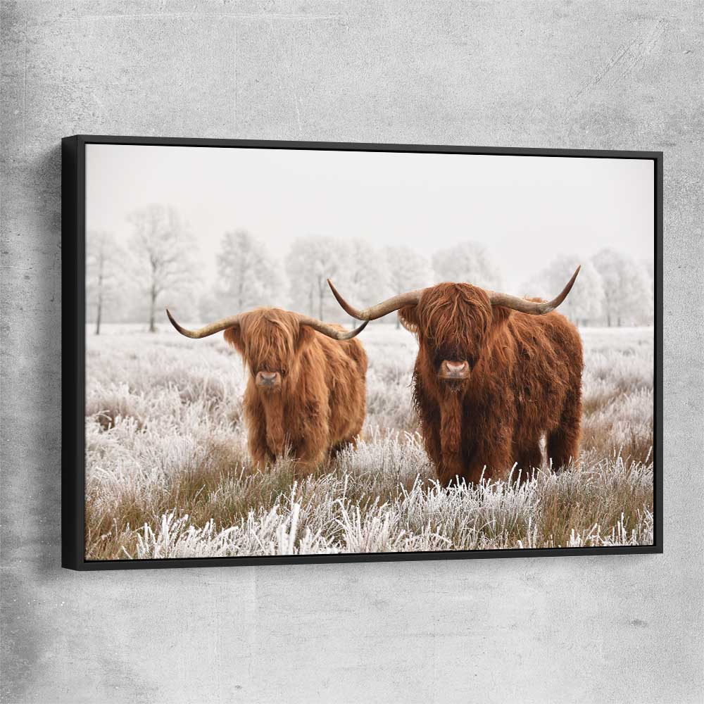 Animal wall art and canvas prints of Highland Pack with black framed canvas