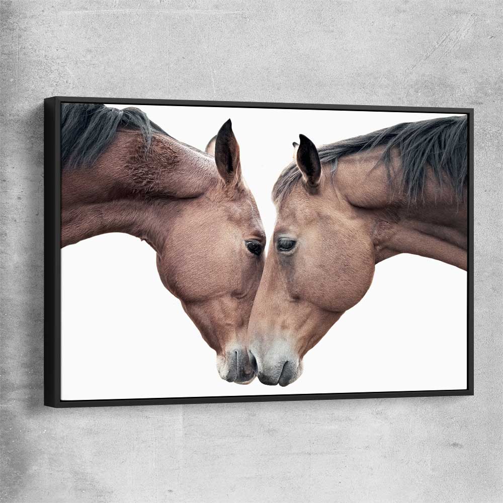 Animal wall art and canvas prints of Horse Affection with black framed canvas