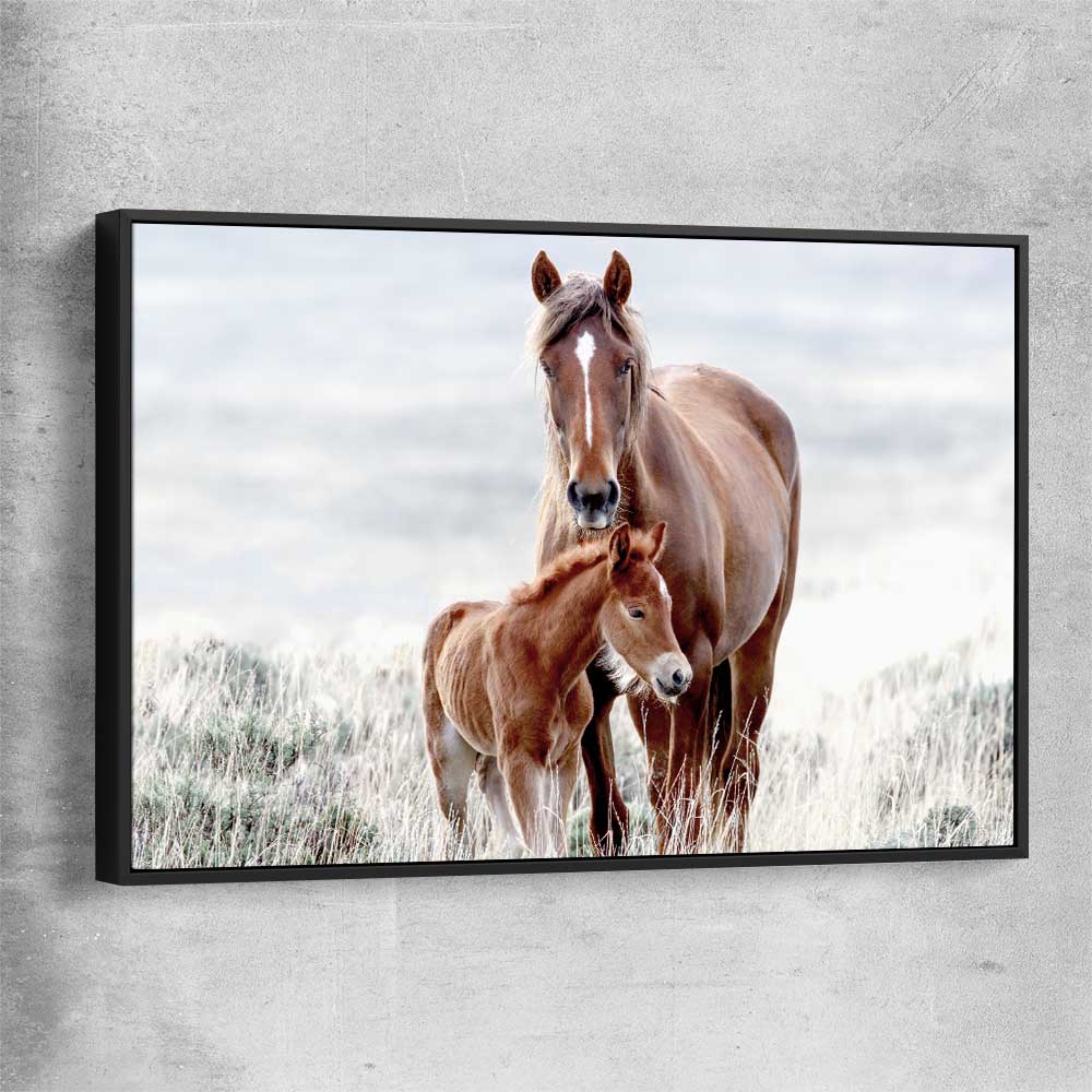 Animal wall art and canvas prints of Horse Love with black framed canvas