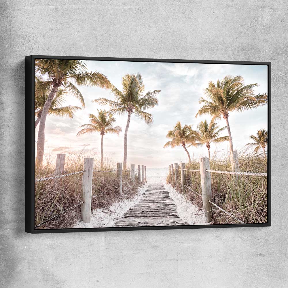 Beach and coastal wall art print of Florida Sunrise with black framed canvas