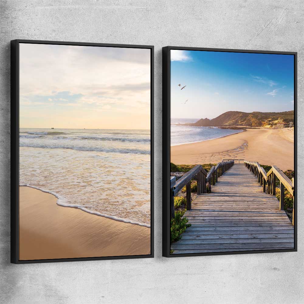Gentle Tide Pair black framed canvas is a high quality print in our city skyline, travel prints and maps collection