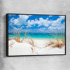 Beach and coastal wall art print of Serene Whitehaven Beach with black framed canvas