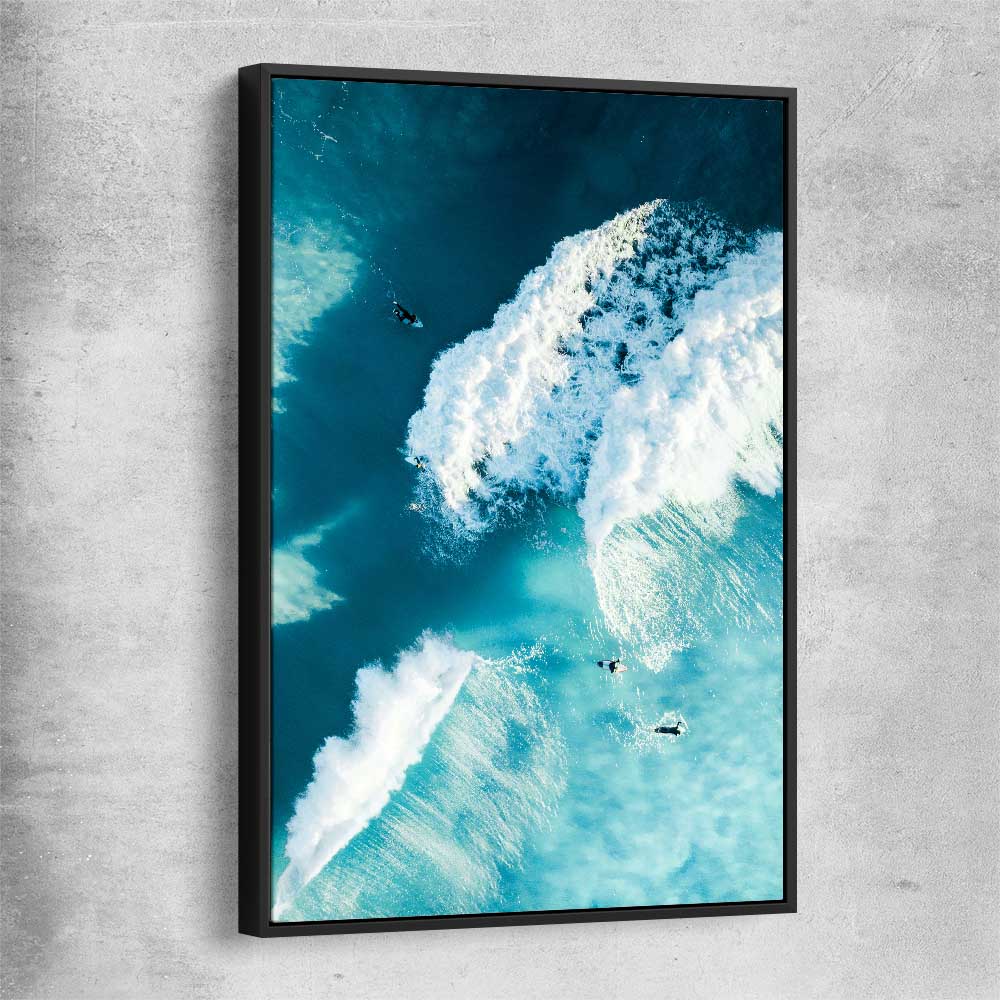 Beach and coastal wall art print of Surfers Paradise with black framed canvas
