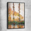 Classic wall art and canvas print of Poplars Claude Monet with black framed canvas