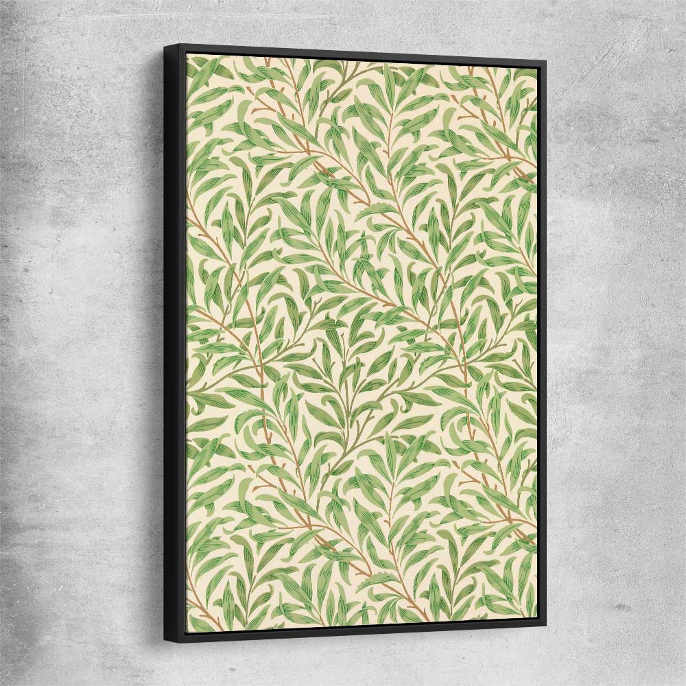 Classic wall art and canvas print of Willow Bough William Morris with black framed canvas