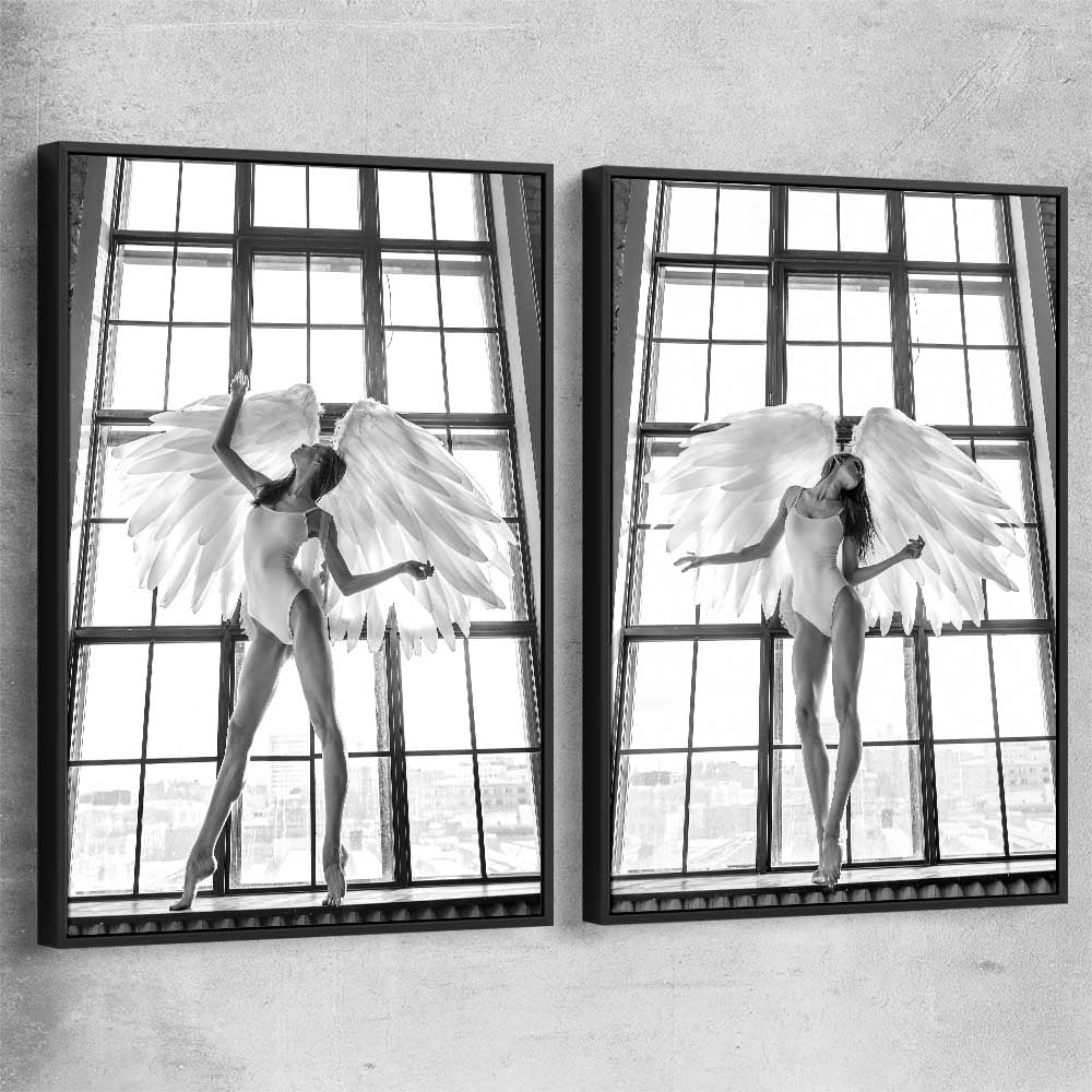 Angel Love Pair black framed canvas - part of our high quality fashion canvas wall art and prints collection