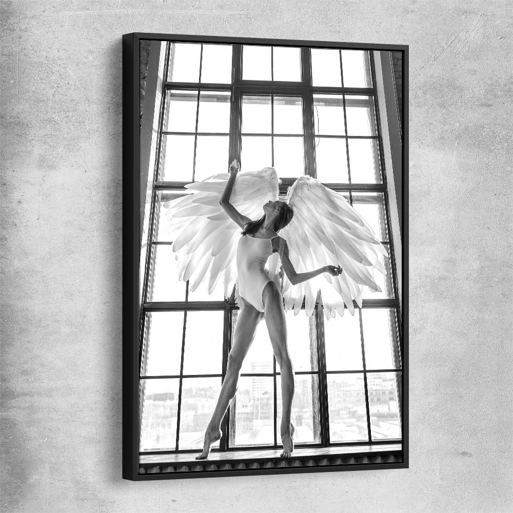 Angel Love Two black framed canvas - part of our high quality fashion canvas wall art and prints collection