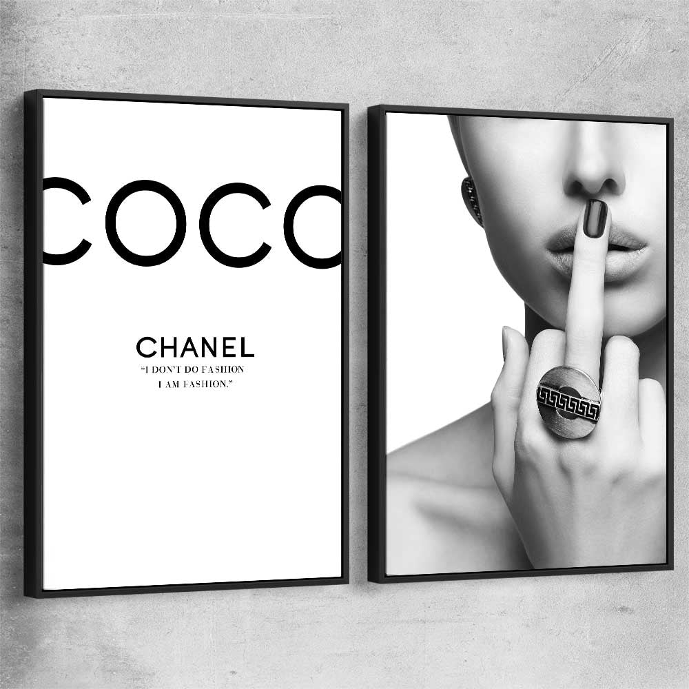 Coco Fashion Pair black framed canvas - part of our high quality fashion canvas wall art and prints collection