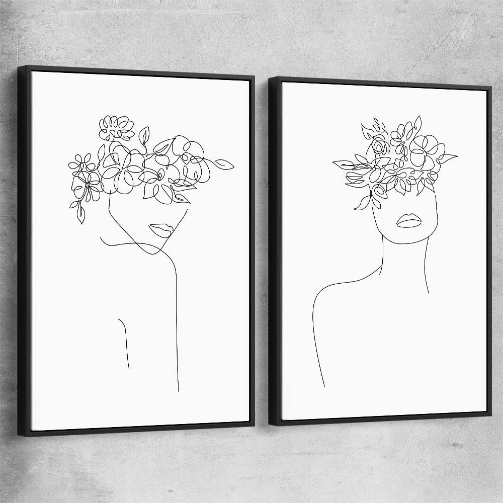 Floral Beauty Pair black framed canvas - part of our high quality fashion canvas wall art and prints collection