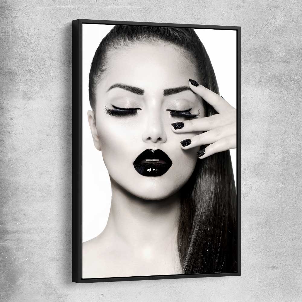 Monotone Model black framed canvas - part of our high quality fashion canvas wall art and prints collection