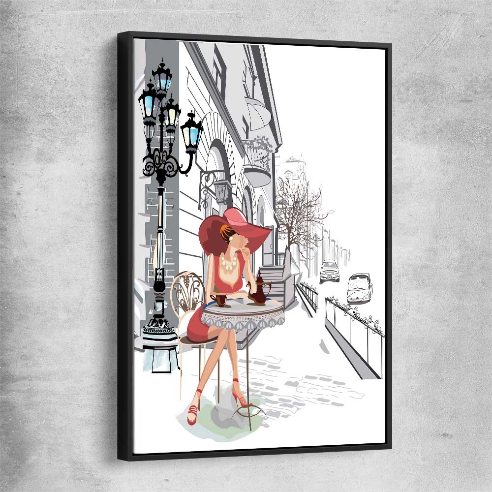 Paris Cafe Fashion black framed canvas - part of our high quality fashion canvas wall art and prints collection