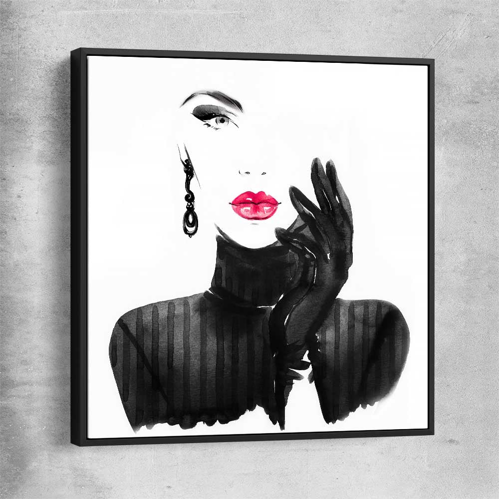 Watercolour Portrait black framed canvas - part of our high quality fashion canvas wall art and prints collection