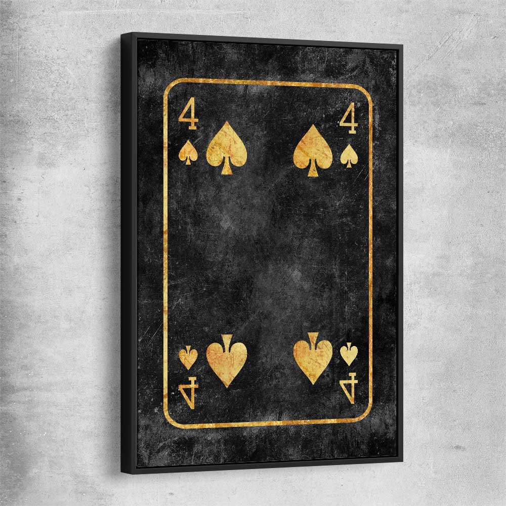 Inspirational wall art print of Four of Spades with black framed canvas