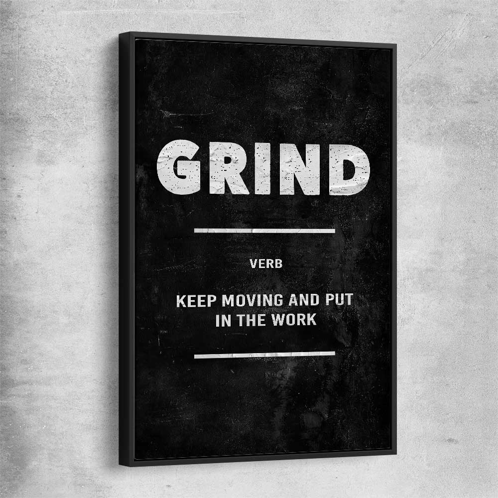 Grind Definition black framed canvas - part of our high quality fashion canvas wall art and prints collection