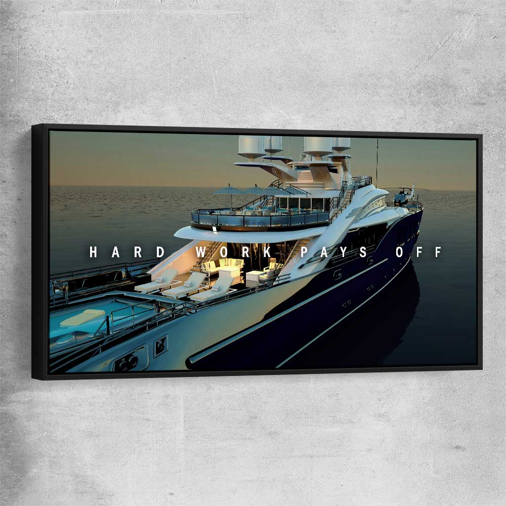 Hard Work Pays Off black framed canvas - part of our high quality fashion canvas wall art and prints collection