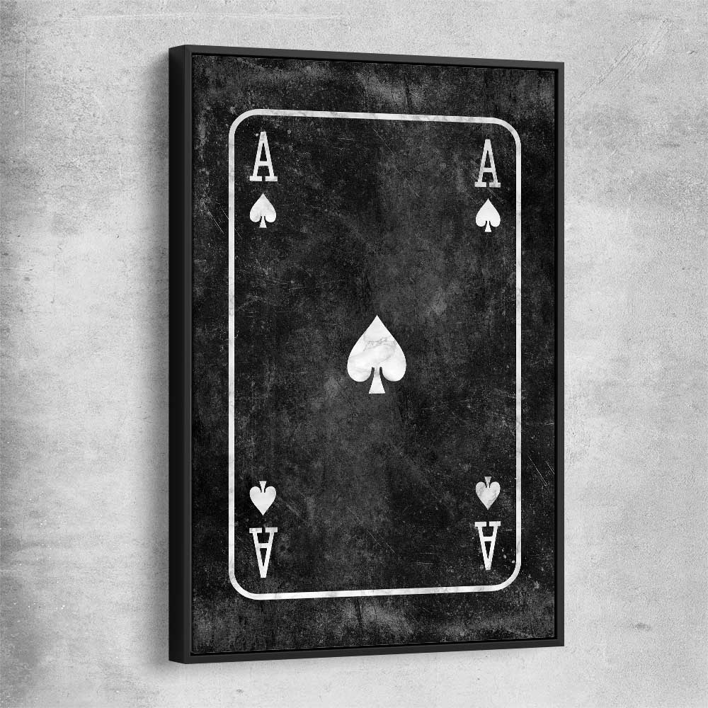 Inspirational wall art print of Marble Ace with black framed canvas