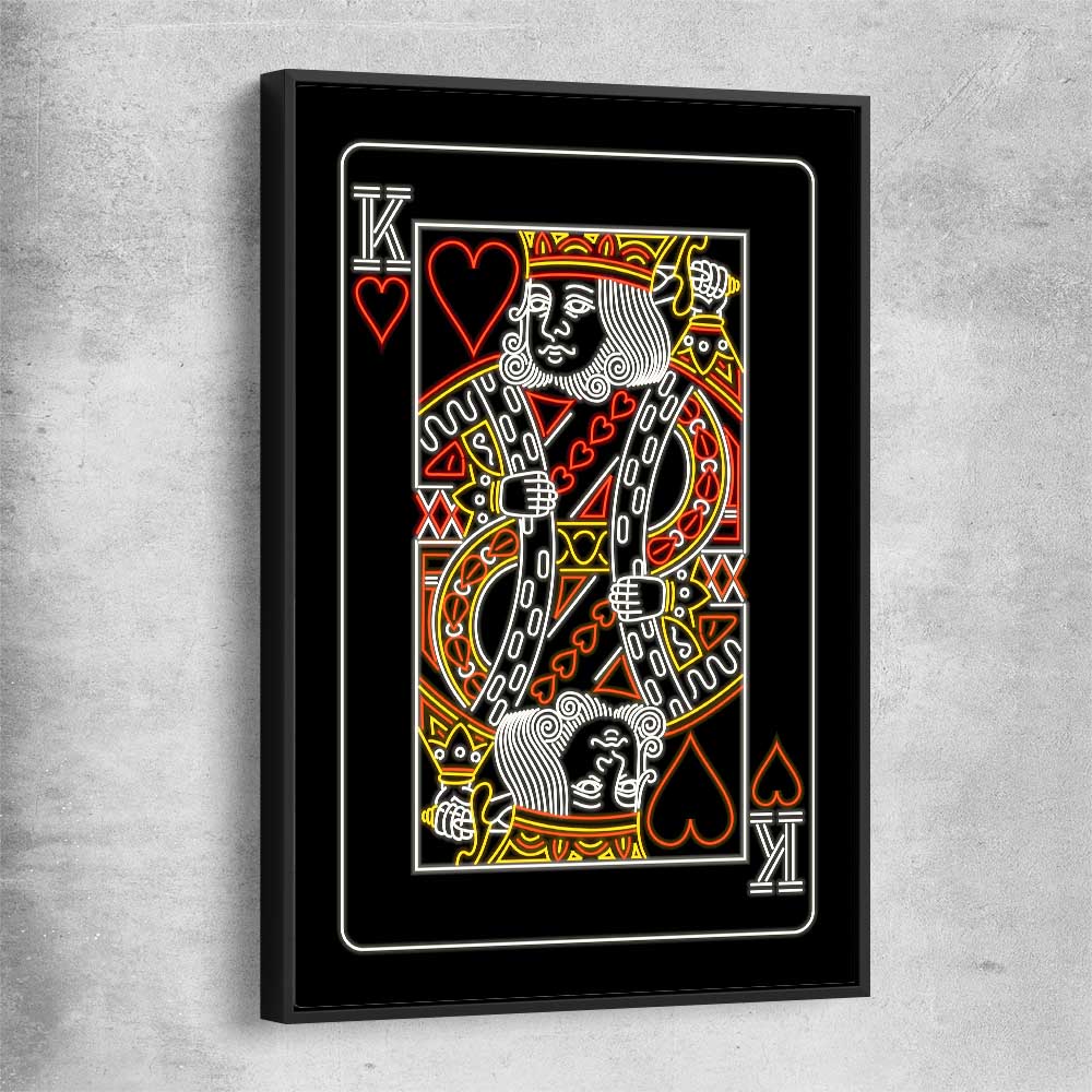 Neon King black framed canvas - part of our high quality fashion canvas wall art and prints collection