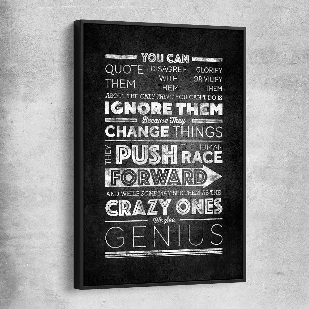 Inspirational wall art print of Push Forwards with black framed canvas