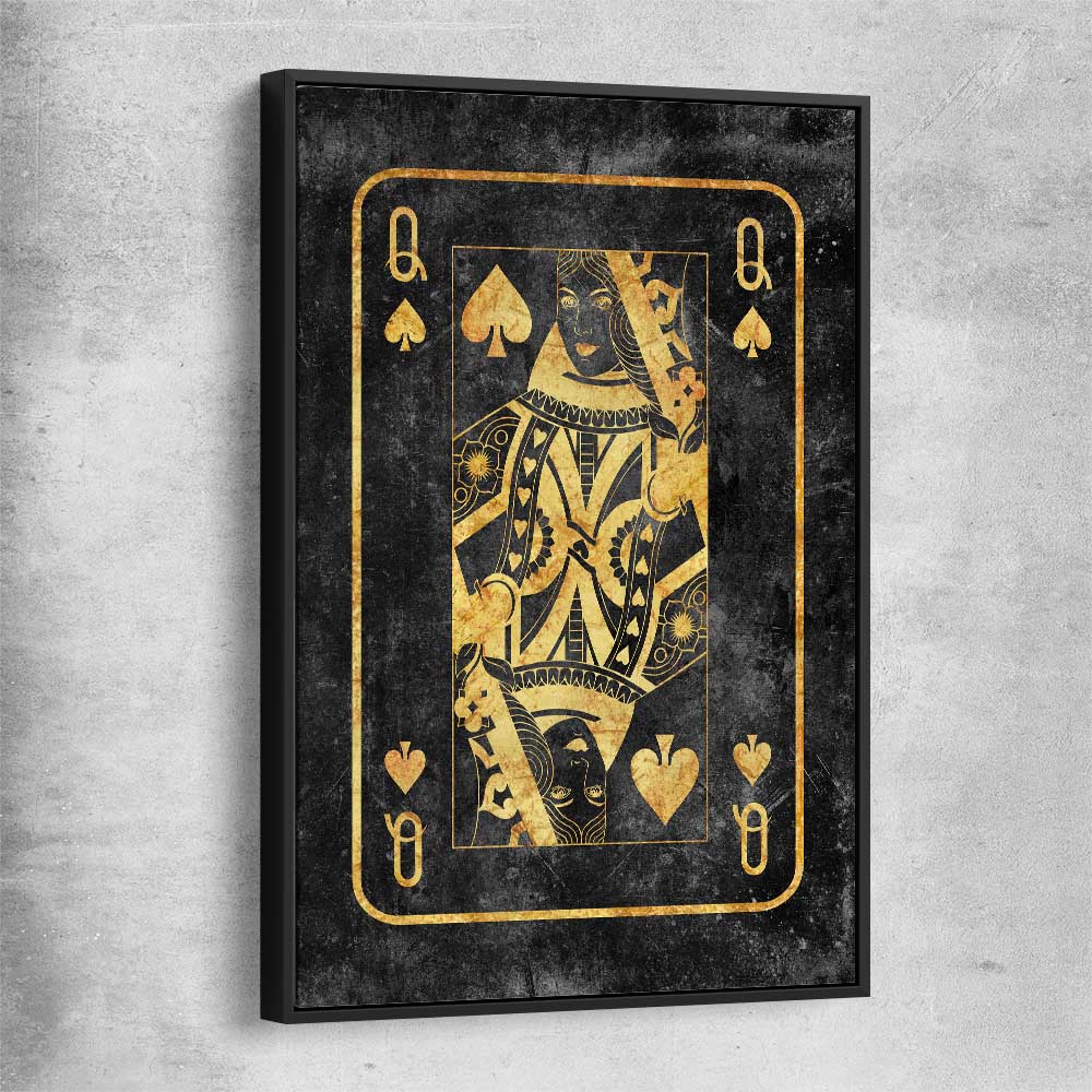 Queen of Spades black framed canvas - part of our high quality fashion canvas wall art and prints collection