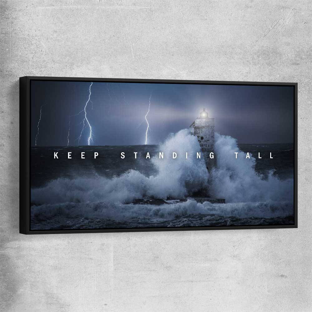 Inspirational wall art print of Stand Tall with black framed canvas