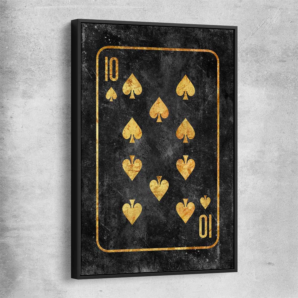 Inspirational wall art print of Ten of Spades with black framed canvas