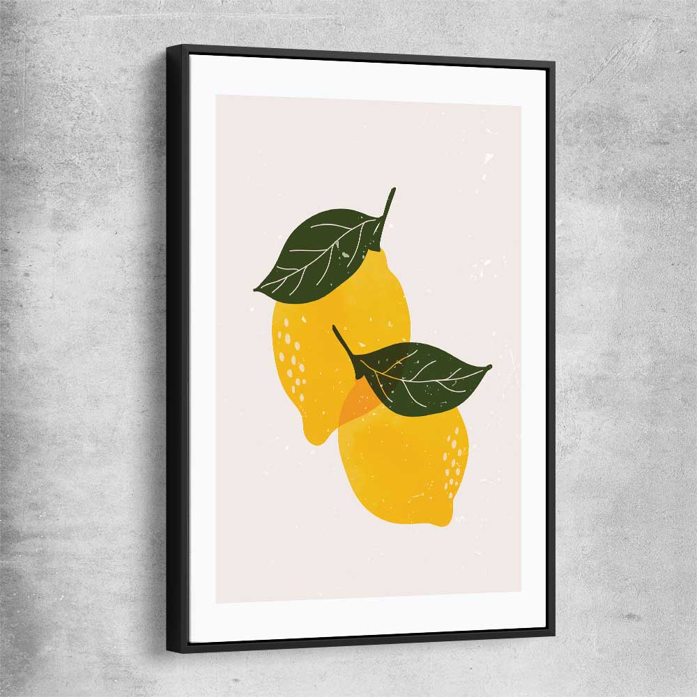 Yellow Lemon black framed canvas is a colourful and stylish canvas wall art and print suited for the kitchen area