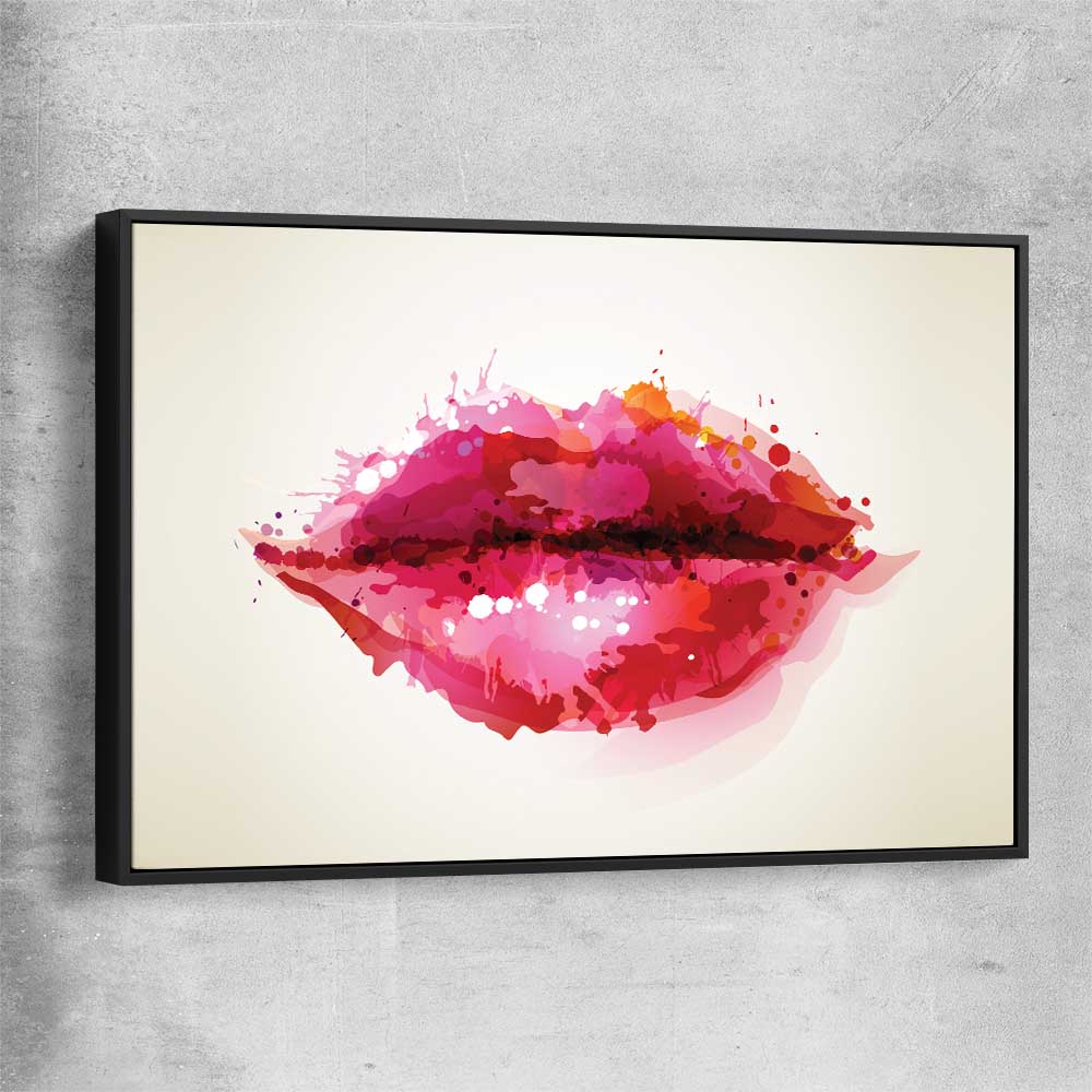 Abstract Lips black framed canvas - part of our high quality canvas lips wall art collection