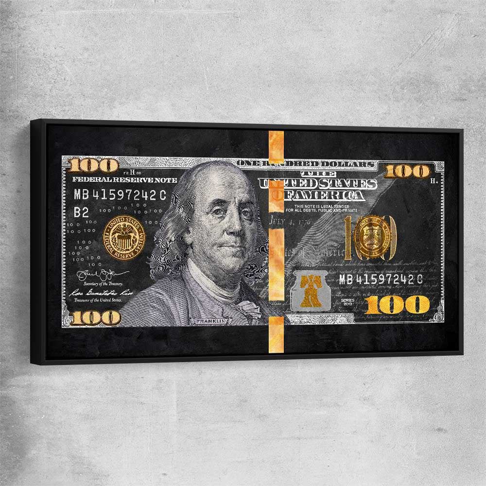 Money wall art print of Franklin Reserve with black framed canvas